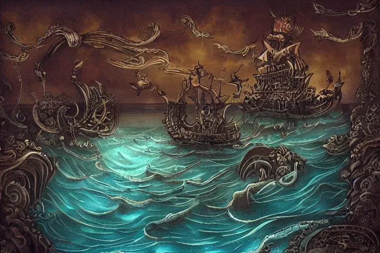 Prompt: steampunk ocean