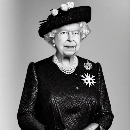 Image similar to queen elizabeth as a reptilian