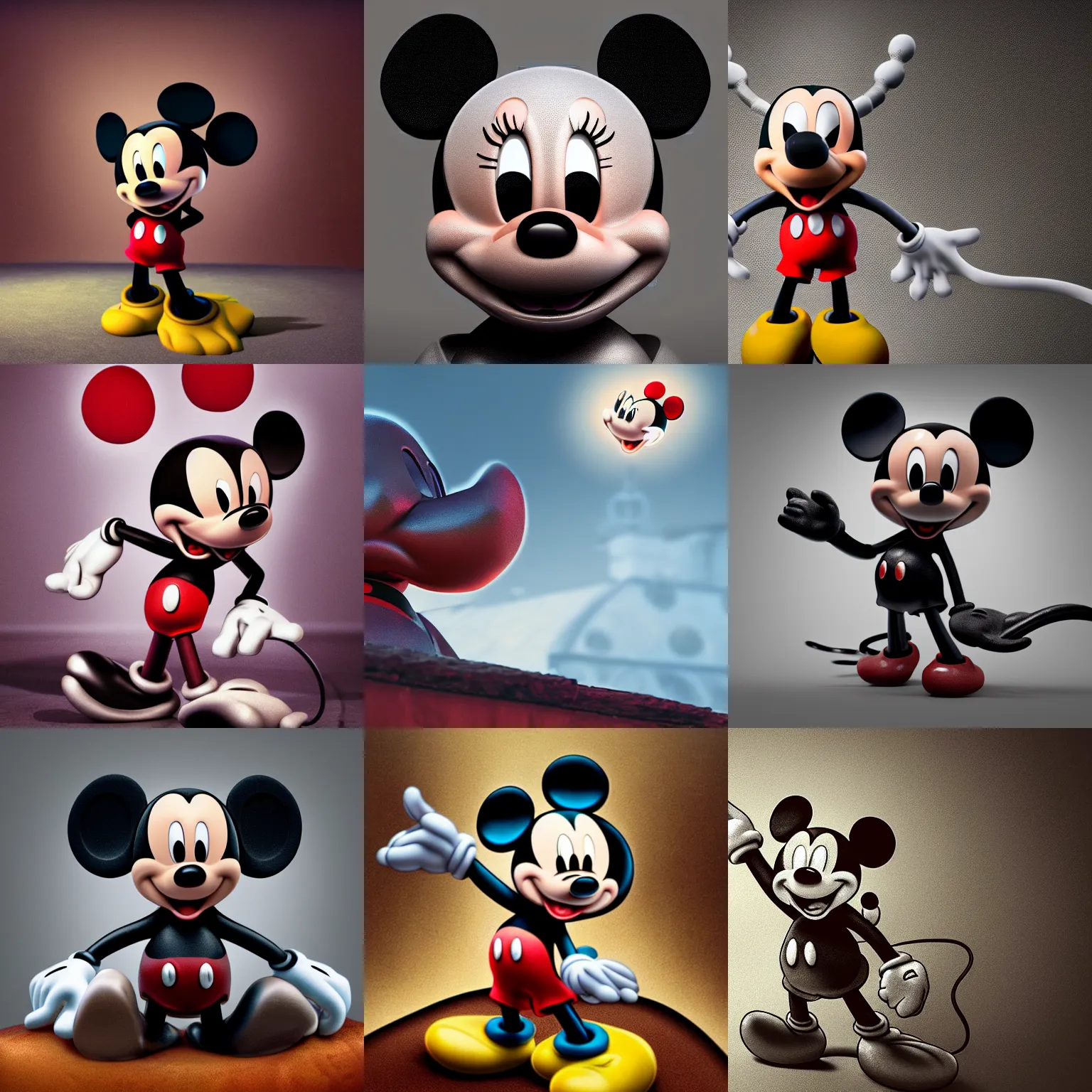 Prompt: mickey mouse real photo octane render by h. r. giger