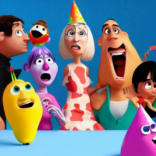 Prompt: the absolute despair of a birthday party, digital cgi, pixar