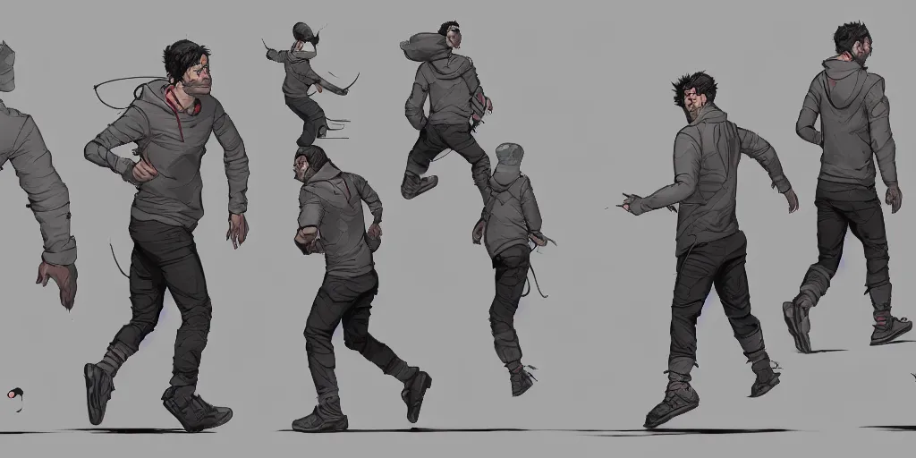 Image similar to cartoonish paul rudd running, character sheet, fine details, concept design, contrast, kim jung gi, greg rutkowski, trending on artstation, 8 k, full body, turnaround, front view, back view, ultra wide angle