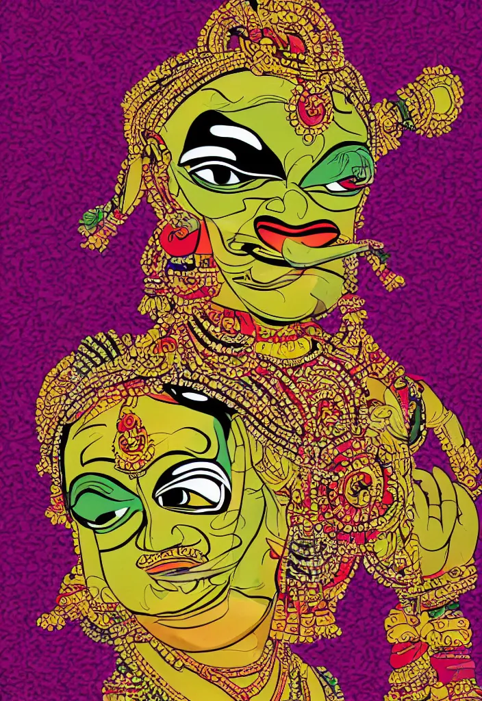 Image similar to kathakali illustration style digital art