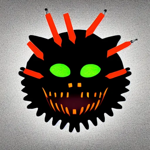 Prompt: menacing aggressive black creature made out of needles, archaic demon, in a gas station, aggressive fluorescent industrial lighting, extremely detailed digital art