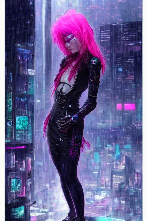 Prompt: portrait futuristic obnoxious cyberpunk young Berserker girl, in futuristic heavily raindrop tokyo rooftop cyberpunk night, ssci-fi, fantasy, intricate, very very beautiful, elegant, neon light, highly detailed, digital painting, concept art, human anatomy, soft light, hdri, smooth, sharp focus, illustration, art by WLOP and alphonse mucha and craig mullins and tian zi