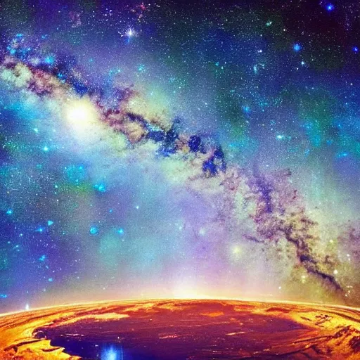 Image similar to the beautiful cosmos and heavens with stars and stardust and meteors, deep space wonder