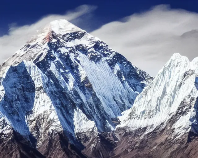Prompt: 4 k hd, highly detailed photograph of mount everest, wide shot, shot with sigma f / 4. 2, 2 5 0 mm sharp lens, sharp focus, consistent, highly detailed light refraction, high level texture render
