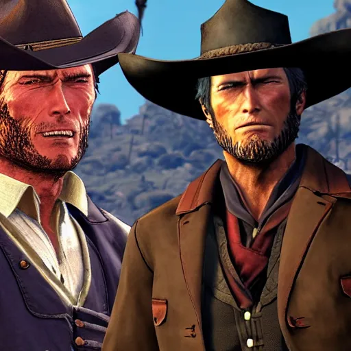 Image similar to arthur morgan duel clint eastwood gunkata