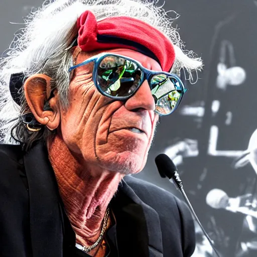 Prompt: Keith Richards adressing the UN security counsel