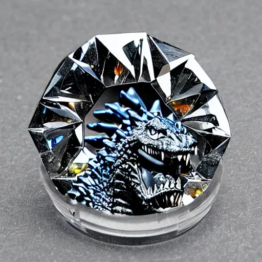 Image similar to godzilla eating diamonds, 5 5 mm