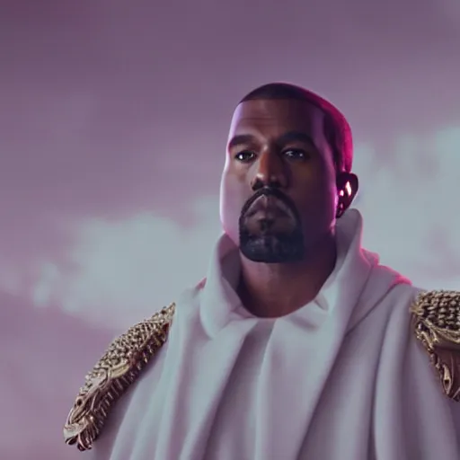 Image similar to kanye west as emperor napoleon in elden ring, splash art, movie still, cinematic lighting, dramatic, octane render, long lens, shallow depth of field, bokeh, anamorphic lens flare, 8 k, hyper detailed, 3 5 mm film grain