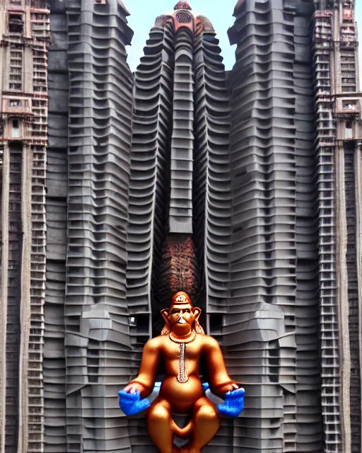 Prompt: high quality 3 d futurist biomorphic hanuman! head building in mumbai!! centre, highly detailed, cinematic smooth, berenice abbott & john j. park, dramatic warm morning light, wide shot, high angle, uhd 8 k, sharp focus