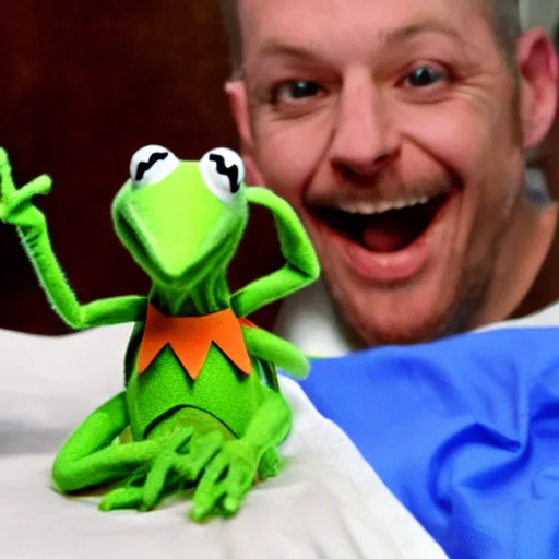 Image similar to Kermit the frog performing heart surgery photo 4k