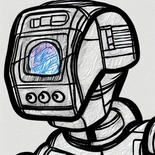 Prompt: robot sweating and drawing on a canvas, utopistic, concept art