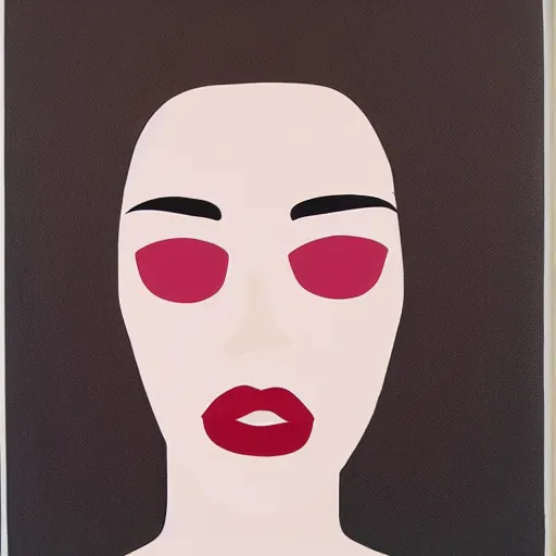 Image similar to Gary Hume painting, female portrait, chic colours