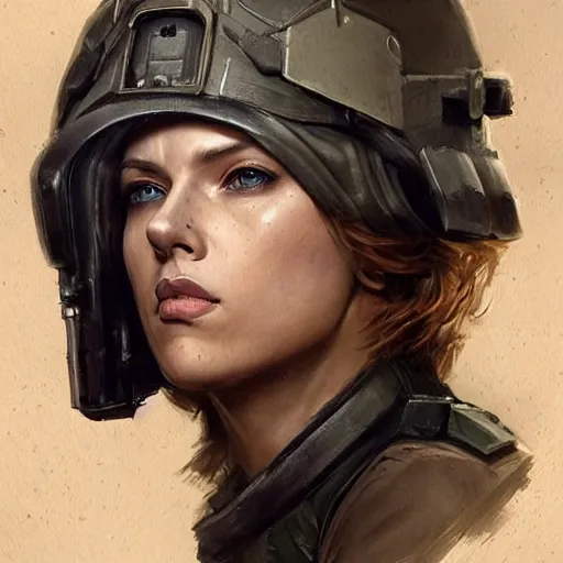 Prompt: old solid snake played by by scarlett johansson, military art, face portrait, hd shot, digital portrait, elegant, beautiful, fantasy art, artstation, comic style, by artgerm, guy denning, jakub rozalski, magali villeneuve and charlie bowater