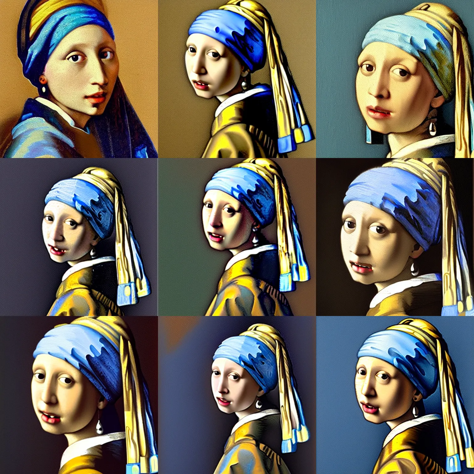 Prompt: beautiful painting of Anthropomorphic blue Gopher as a girl with a Pearl Earring by Johannes Vermeer