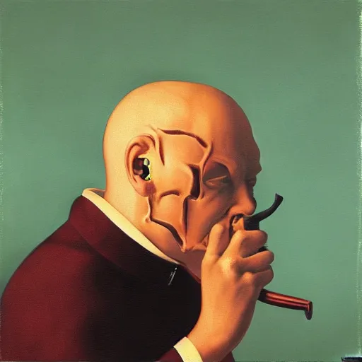 Image similar to a Evil-Satan-Demon listening to Headphones by Raphael, Hopper, and Rene Magritte. detailed, romantic, enchanting, trending on artstation.