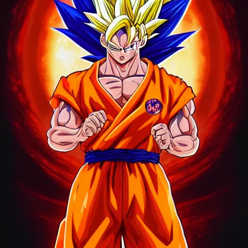 san goku super saiyan 1 0 0 in dragon ball z by akira, Stable Diffusion