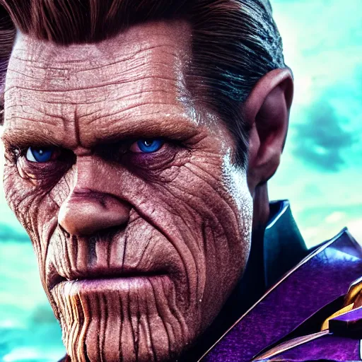 Prompt: willem dafoe as thanos, hd 4k photo, cinematic lighting