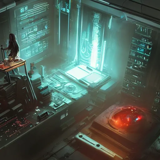 Prompt: cyberpunk room top view with girl on table laboratorie experiment attache , liquide in tube, technologique , technomancer , alien experimente the futur dark by Greg Rutkowski, Sung Choi, Mitchell Mohrhauser, Maciej Kuciara, Johnson Ting, Maxim Verehin, Peter Konig, Bloodborne , 8k photorealistic, cinematic lighting, HD, high details, atmospheric , trending on artstation