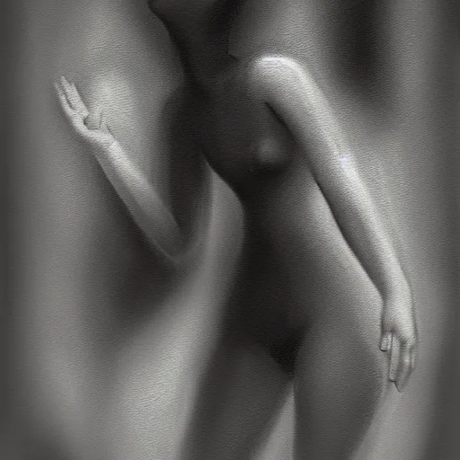 Image similar to soul transfer oil painting, greyscale digital art