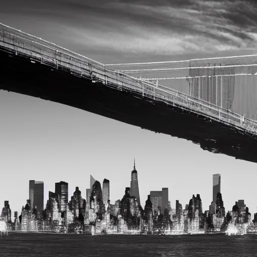 Image similar to surrealist new york city skyline