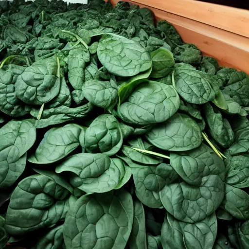 Prompt: spinach growth inside a attic