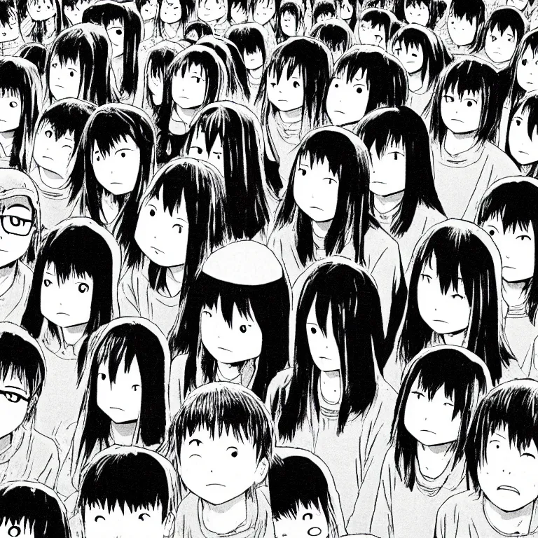 Image similar to oyasumi punpun, highly detailed, cinematic, art by inio asano