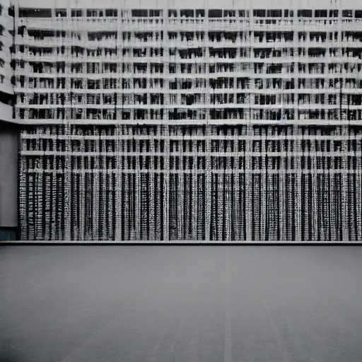 Prompt: multi-level high rise driving range, 1980, by Andreas Gursky