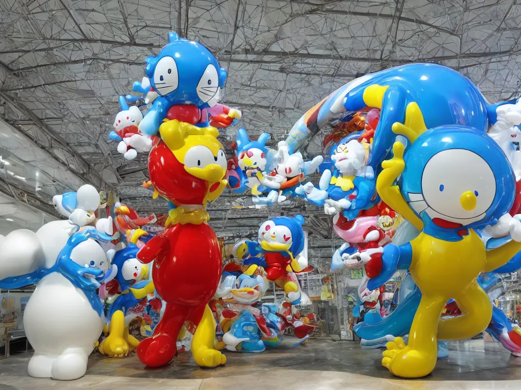 Image similar to Jeff Koon’s Doraemon Dorami Fractal Dragon statue