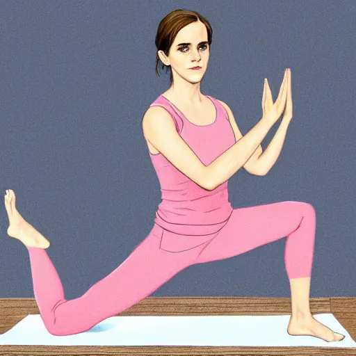 Prompt: emma watson doing a yoga pose, detailed, warm lighting, 8 k, studio, photography, glamour, the style of perry bible fellowship