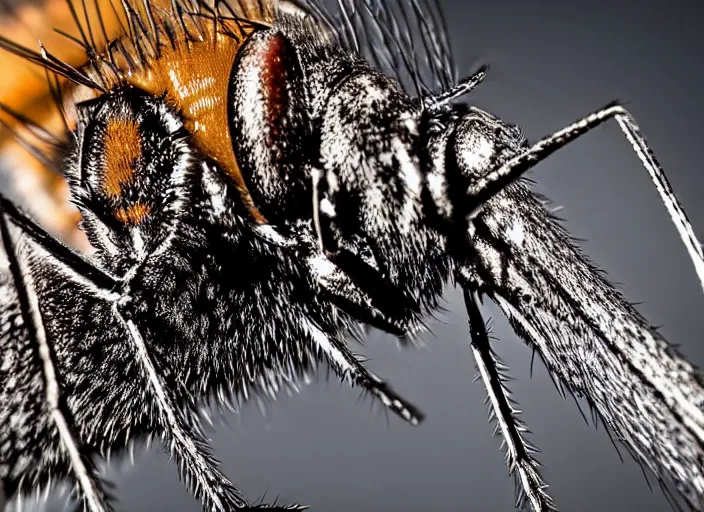 Image similar to close up of mosquito, wildlife photography, nikon d 7 5 0, macro view, super - resolution microscopy, closeup, zoom, shutter speed 1 / 1 0 0 0, f / 2. 8, 3 2 k, ultra - hd, super - resolution, natural lighting, insanely detailed and intricate, hypermaximalist, elegant, ornate, hyper realistic, super detailed