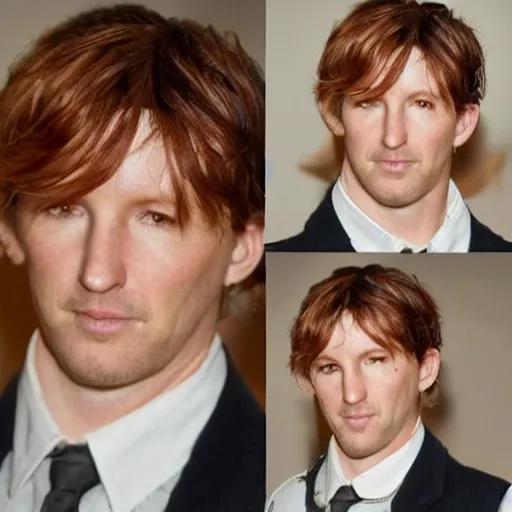 Prompt: award winning portrait of kelly reilly as a young man!!! bare ears, short!! brown!! hair and hazel!!! eyes, stubble