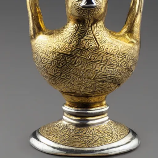 Image similar to anglo - saxon treasure, golden duck, inlaid silver, torchlight