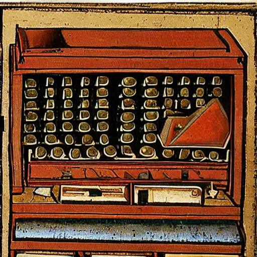 Prompt: a computer from the 14th century