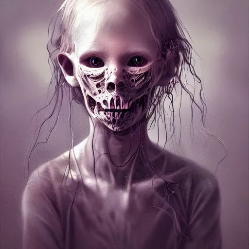 Image similar to creepy child, hyper detailed masterpiece, digital art painting, surrealisme aesthetic,