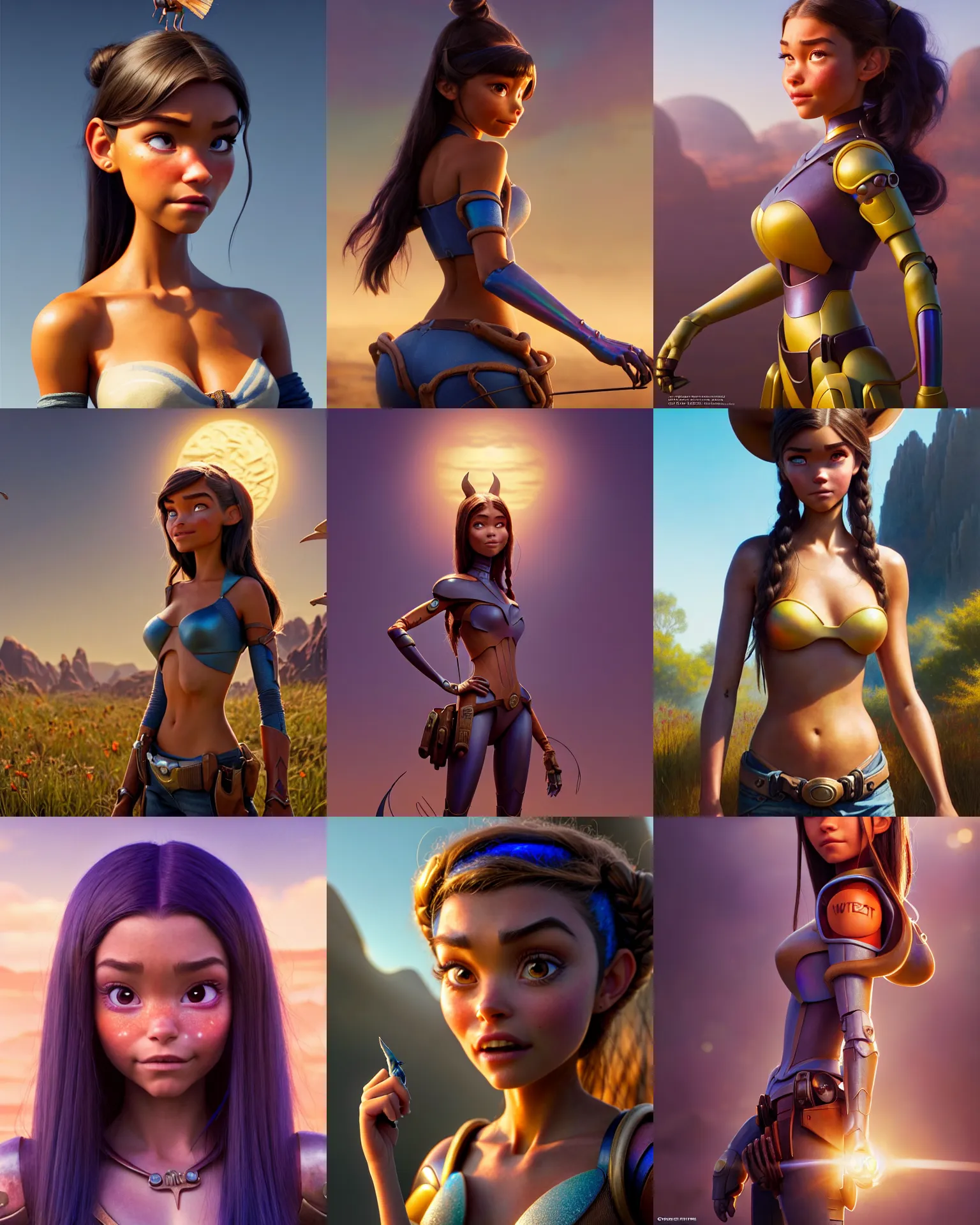 Prompt: weta disney pixar movie still portrait photo of madison beer : : as sunburnt tatoo cowgirl android woman by pixar : : by weta, greg rutkowski, wlop, ilya kuvshinov, rossdraws, artgerm, marvel, maxim cover, octane render, sweaty, iridescent, bright morning, anime, liosh, mucha, artstation : :