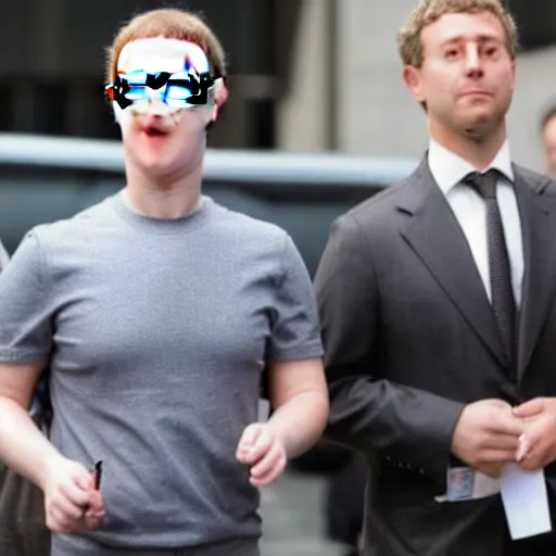 Image similar to mark Zuckerberg found guilty by jury of penguins