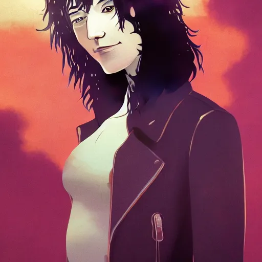 Prompt: Neil Gaiman as The Sandman, pale skin, long black leather jacket, unruly hair, ambient lighting, 4k, anime key visual, lois van baarle, ilya kuvshinov, rossdraws, artstation