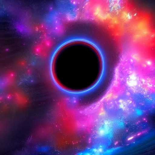 Prompt: a beautiful and colorful blackhole in the galaxy in a style of maxim zhestkov, hyper detailed, 8 k 3 d, trending on artstation, vray octane, hyper realism.