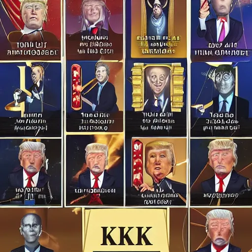 Image similar to donald trump tarot cards all suits bejeweled unreal engine 8 k