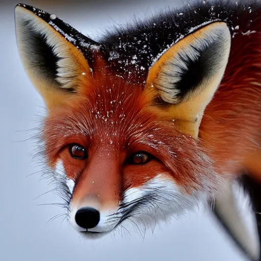 Prompt: Up close Photorealistic photograph of a cute fox in snow, photorealism, photorealistic, realism, real, highly detailed, ultra detailed, detailed, shutter speed 1/1000, Canon EOS 90D, up-close, Wildlife Photographer of the Year, Pulitzer Prize for Photography, 8k