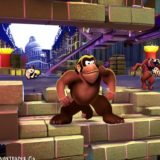 Prompt: donkey kong at the capitol riot