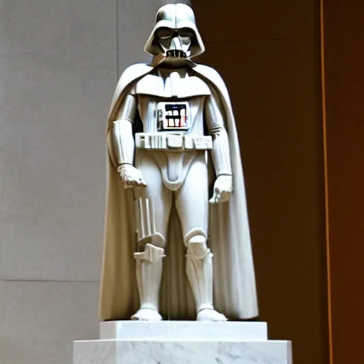 Prompt: white marble sculpture of darth vader in the louvre, by michelangelo