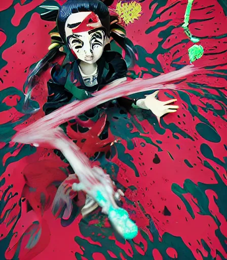 Prompt: Kimetsu no Yaiba by Alex Pardee and Nekro and Petros Afshar, and James McDermott,unstirred paint, vivid color, cgsociety 4K