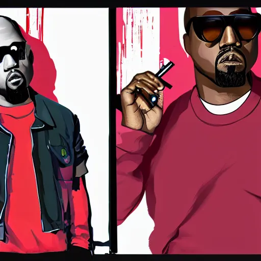 Image similar to Kanye with an RPG official GTA artwork midshot