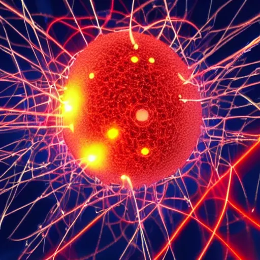 Image similar to a close up shot of a tumor being obliterated by a laser beam