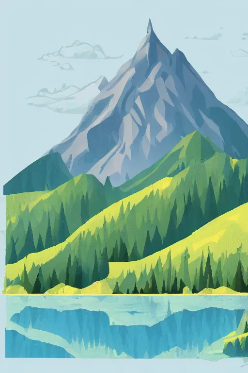 Image similar to mountaintop water flat illustration trending on artstation