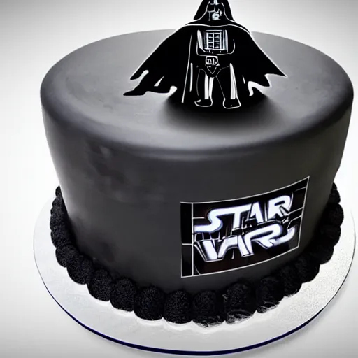 Image similar to A Darth Vader themed cake, realistic, ultra high detail, 8k.