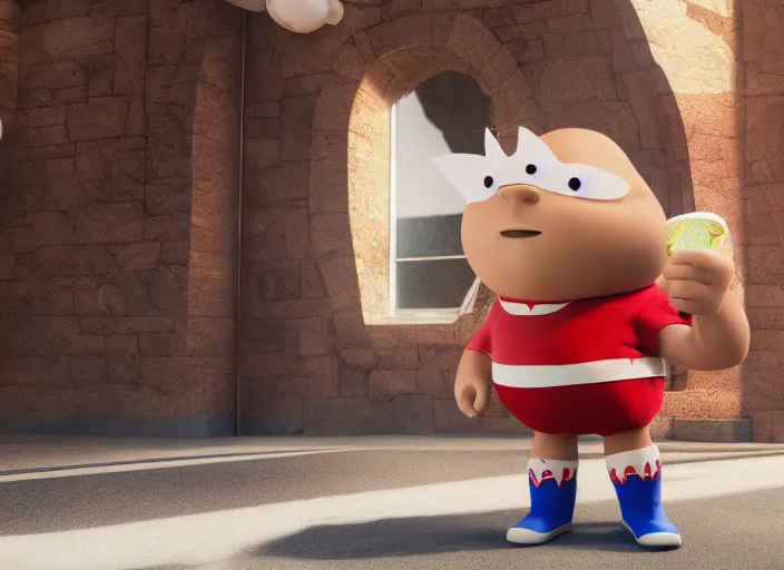 Image similar to photo of a real person dressed as captain underpants, 8 k, high definition, photo realistic, octane render